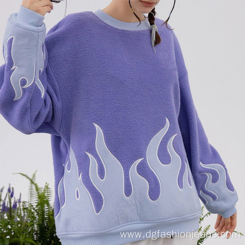 Women's Hoodies Sweatshirts Patch Fabric Fire Pattern